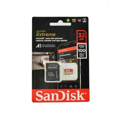 Карта памяти microSDHC 32GB SanDisk Extreme Action Cameras Class 10 UHS-I/U3 A1 100 MBs SD адаптер