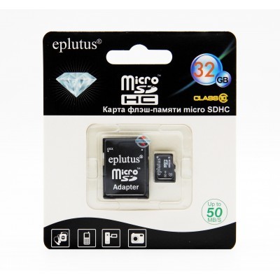Карта памяти Eplutus microSDHC 32 Gb class 10 SD адаптер