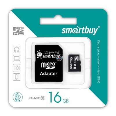 Карта памяти SmartBuy micro SDHC 16 Gb class 10 SD адаптер