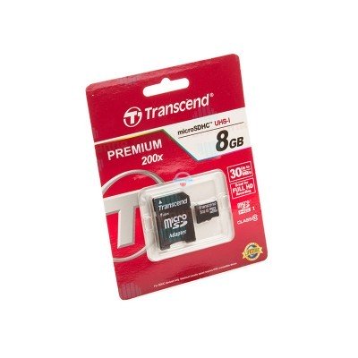 Карта памяти Transcend microSDHC 8 Gb class 10 SD адаптер