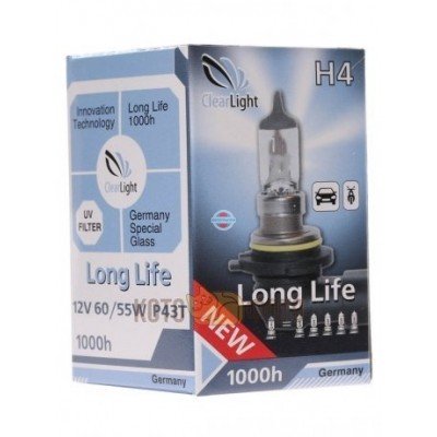 Галогеновая лампа Clearlight H4 12V-55W LongLife