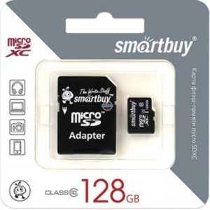 Карта памяти SmartBuy micro SDXC 128 Gb class 10 SD UHS-I/U1 80 Mbs SD адаптер