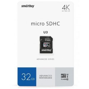 Карта памяти SmartBuy micro SDXC 64 Gb Advanced Series class 10 SD UHS-I/U3 V30 A1 50-90 Mbs SD адаптер